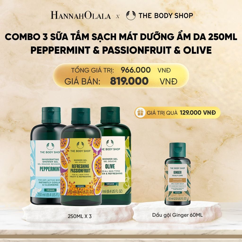  COMBO 3 SỮA TẮM 250ML - PEPPERMINT & PASSIONFRUIT & OLIVE THE BODY SHOP 