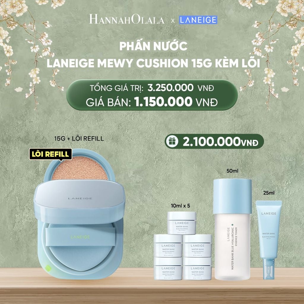  DEAL 14: [MỚI] PHẤN NƯỚC LANEIGE MEWY CUSHION KÈM LÕI 15G x 2 