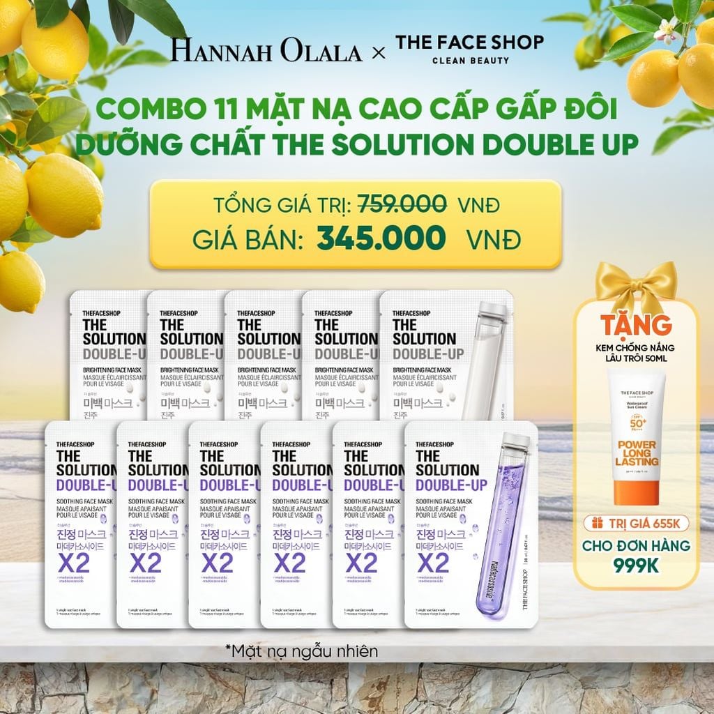  COMBO 11 MẶT NẠ CAO CẤP GẤP ĐÔI DƯỠNG CHẤT THE SOLUTION DOUBLE UP 