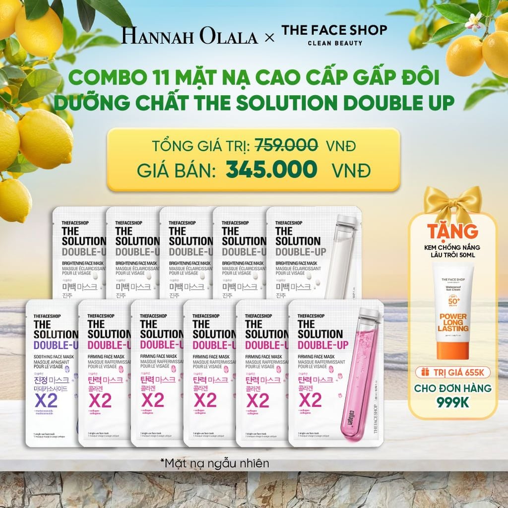  COMBO 11 MẶT NẠ CAO CẤP GẤP ĐÔI DƯỠNG CHẤT THE SOLUTION DOUBLE UP 