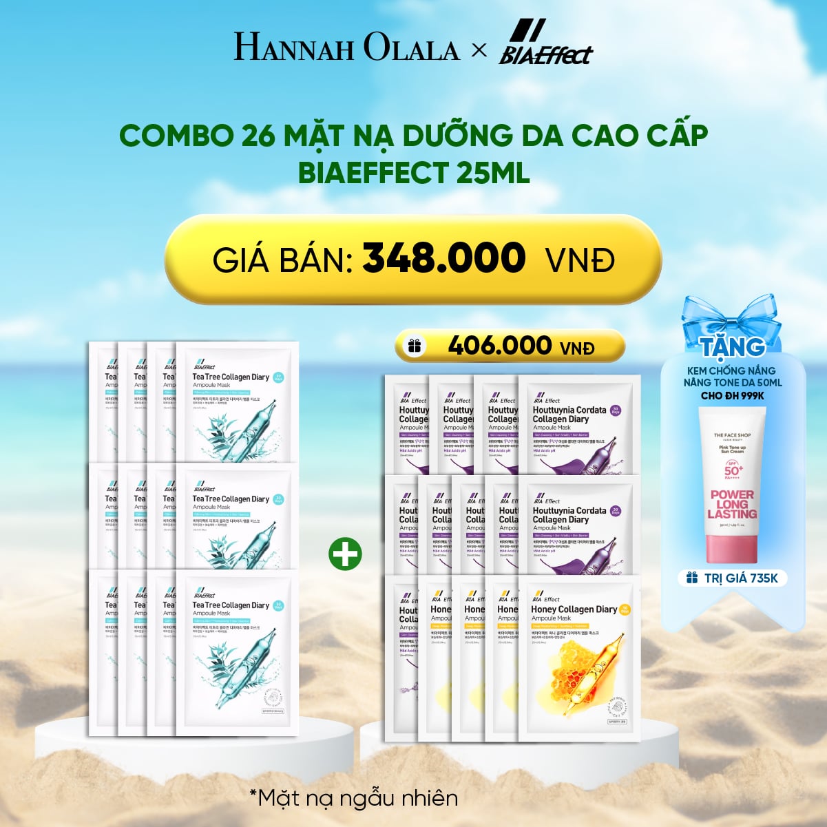 A1596_deal 1: combo 26 mặt nạ dưỡng da cao cấp biaeffect 25ml