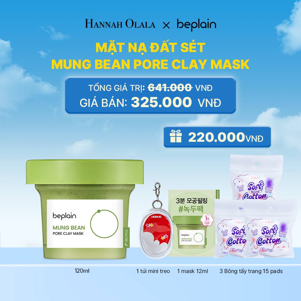  BEPLAIN MẶT NẠ ĐẤT SÉT MUNG BEAN PORE CLAY MASK 120ML_K161 
