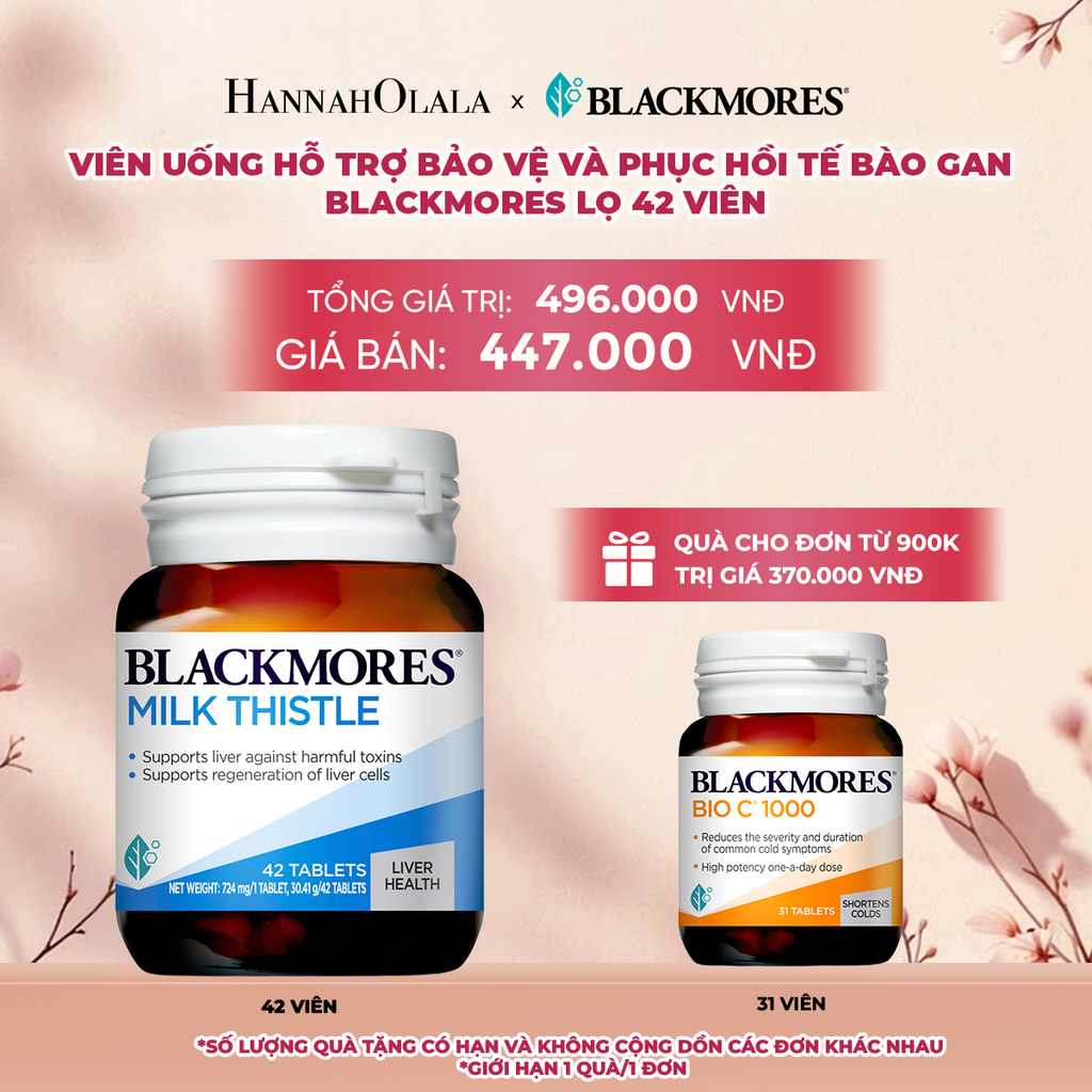  VIÊN UỐNG HỖ TRỢ BẢO VỆ VÀ PHỤC HỒI TẾ BÀO GAN BLACKMORES MILK THISTLE LỌ 42 VIÊN - A1562 