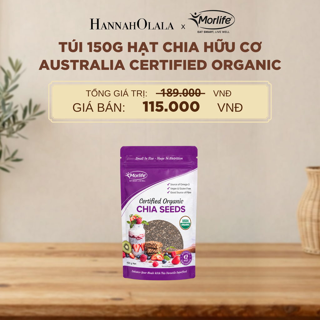  HẠT CHIA HỮU CƠ MORLIFE CERTIFIED ORGANIC CHIA SEEDS 150G - DEAL 1 - D225 