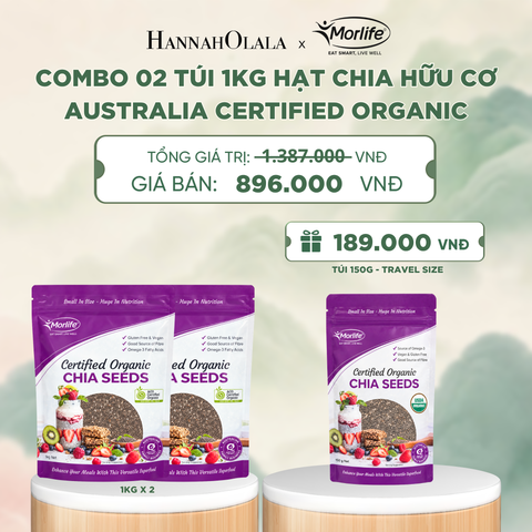  COMBO 02 TÚI HẠT CHIA HỮU CƠ MORLIFE CERTIFIED ORGANIC CHIA SEEDS 1KG/TÚI - DEAL 4 - A2062 