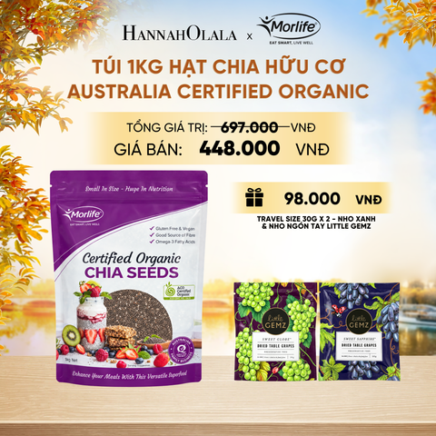  HẠT CHIA HỮU CƠ MORLIFE CERTIFIED ORGANIC CHIA SEEDS 1000G - DEAL 3 - E1159 