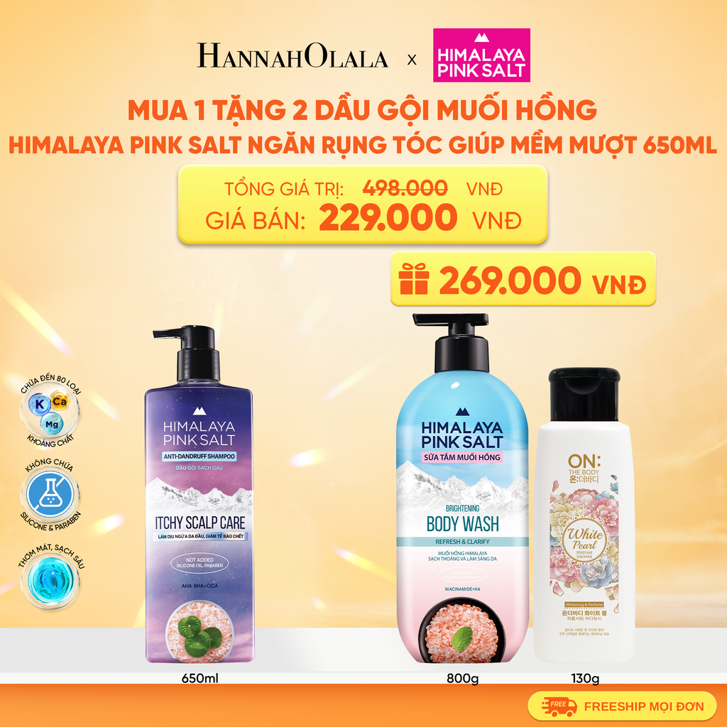  DẦU GỘI HIMALAYA PINK SALT MUỐI HỒNG CHO DA ĐẦU NGỨA, NGĂN RỤNG TÓC GIÚP MỀM MƯỢT, ÓNG Ả 650ML 