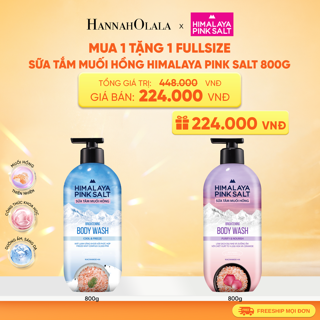  SỮA TẮM MUỐI HỒNG HIMALAYA PINK SALT TƯƠI MÁT VÀ SẢNG KHOÁI 800G 