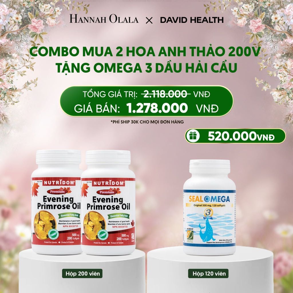  DEAL 12: MUA 2 HỘP DẦU HOA ANH THẢO CHIỀU (200 VIÊN) + TẶNG OMEGA 3 DẦU HẢI CẨU 