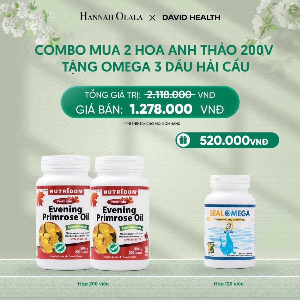  FLASH DEAL 1: MUA 2 HỘP DẦU HOA ANH THẢO CHIỀU (200 VIÊN) + TẶNG OMEGA 3 DẦU HẢI CẨU 