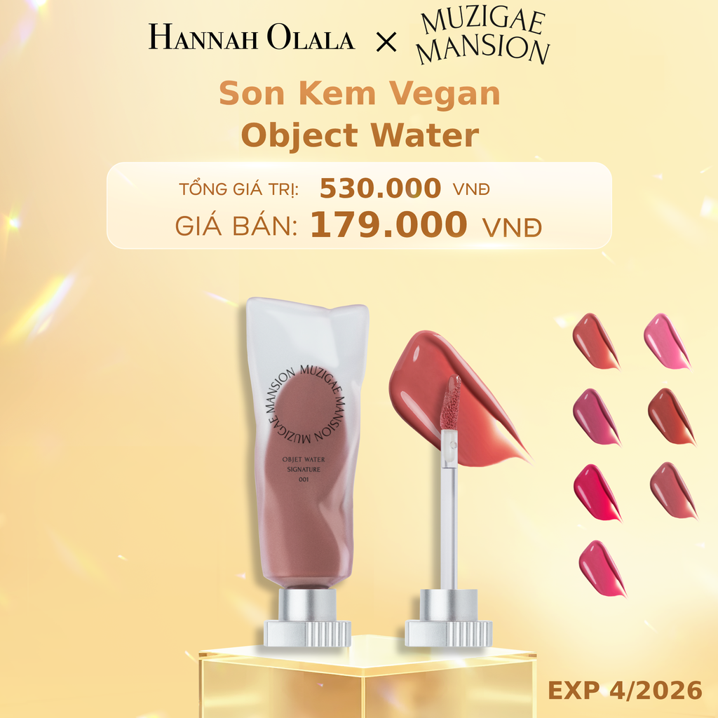  DEAL 2: MUZIGAE MANSION SON KEM NƯỚC VEGAN DƯỠNG ẨM MỀM MÔI OBJET WATER 5.8ML 