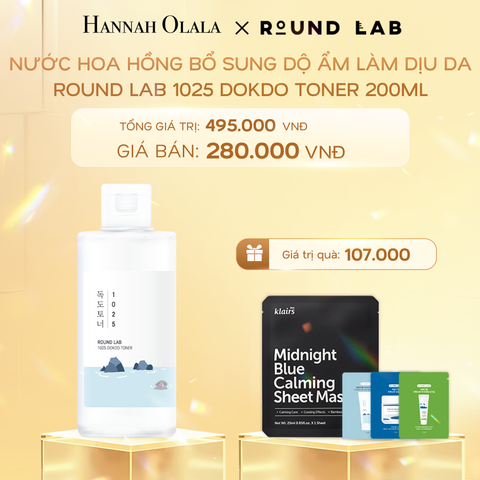  C969_DEAL 1: NƯỚC HOA HỒNG ROUND LAB 1025 DOKDO TONER 200ML BỔ SUNG ĐỘ ẨM LÀM DỊU DA 