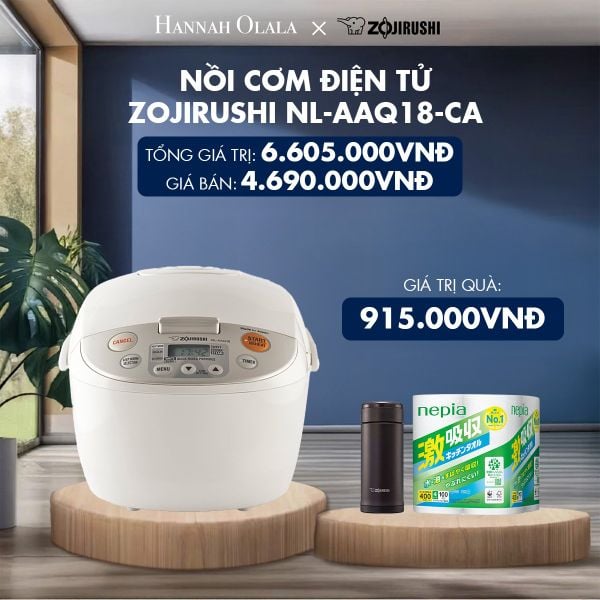  DEAL 5: 
Nồi cơm điện tử Zojirushi NL-AAQ18-CA - 1.8L 