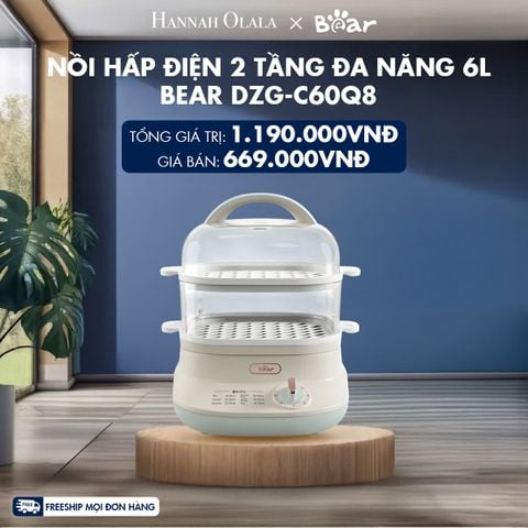  DEAL 10: NỒI HẤP ĐIỆN 2 TẦNG ĐA NĂNG 6L BEAR DZG-C60Q8 