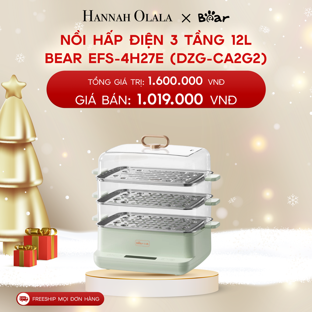  A478_DEAL 6: NỒI HẤP ĐIỆN 3 TẦNG 12L BEAR EFS-4H27E (DZG-CA2G2) 