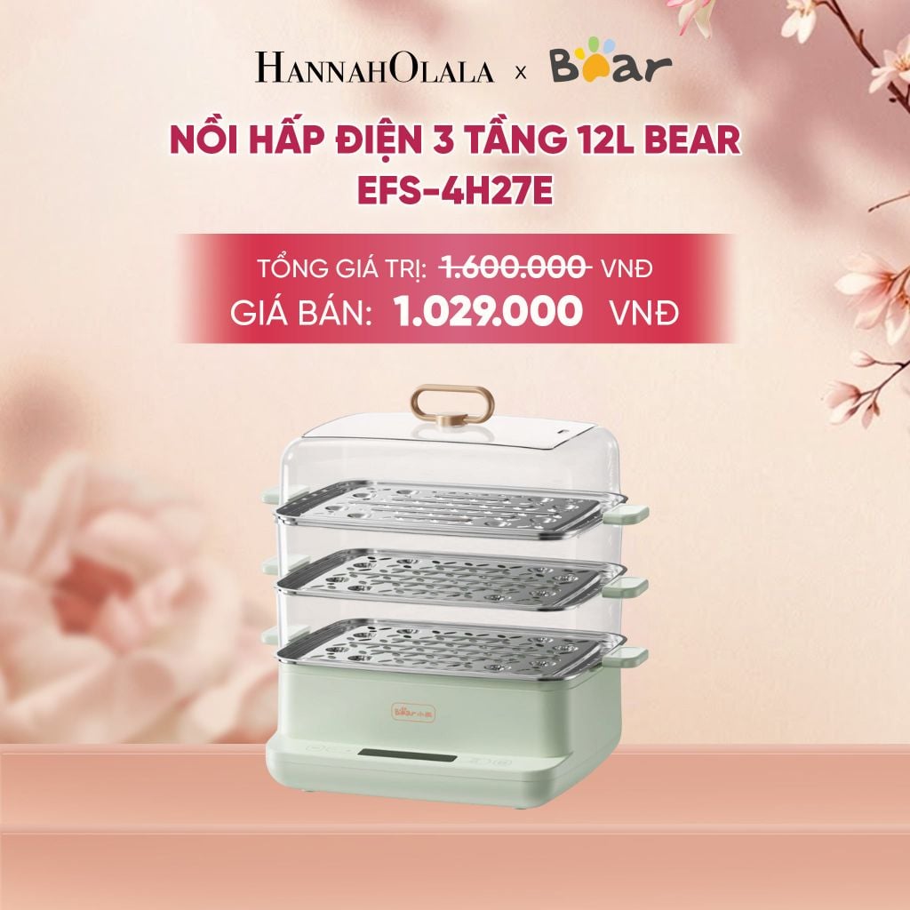  NỒI HẤP ĐIỆN 3 TẦNG 12L BEAR EFS-4H27E - A1877 