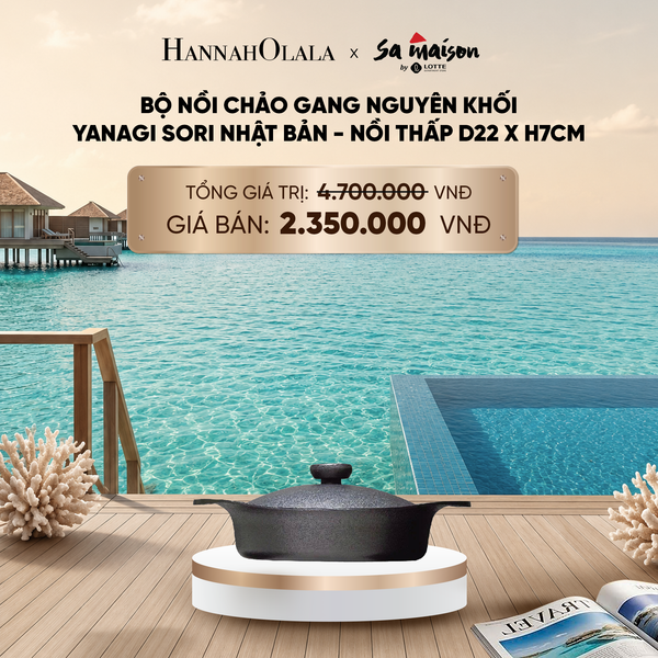  BỘ NỒI CHẢO GANG NGUYÊN KHỐI YANAGI SORI NHẬT BẢN - DEAL 7_ D1876 