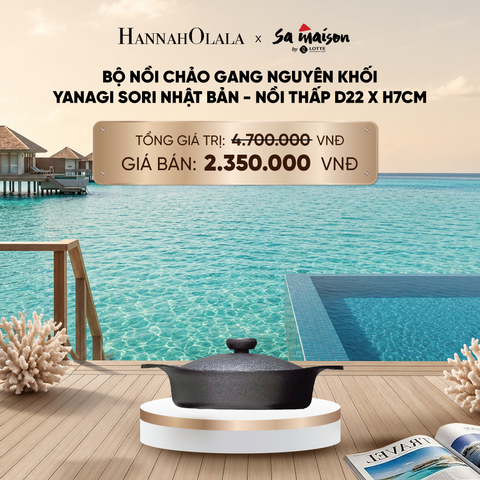  BỘ NỒI CHẢO GANG NGUYÊN KHỐI YANAGI SORI NHẬT BẢN - DEAL 7_ D1876 