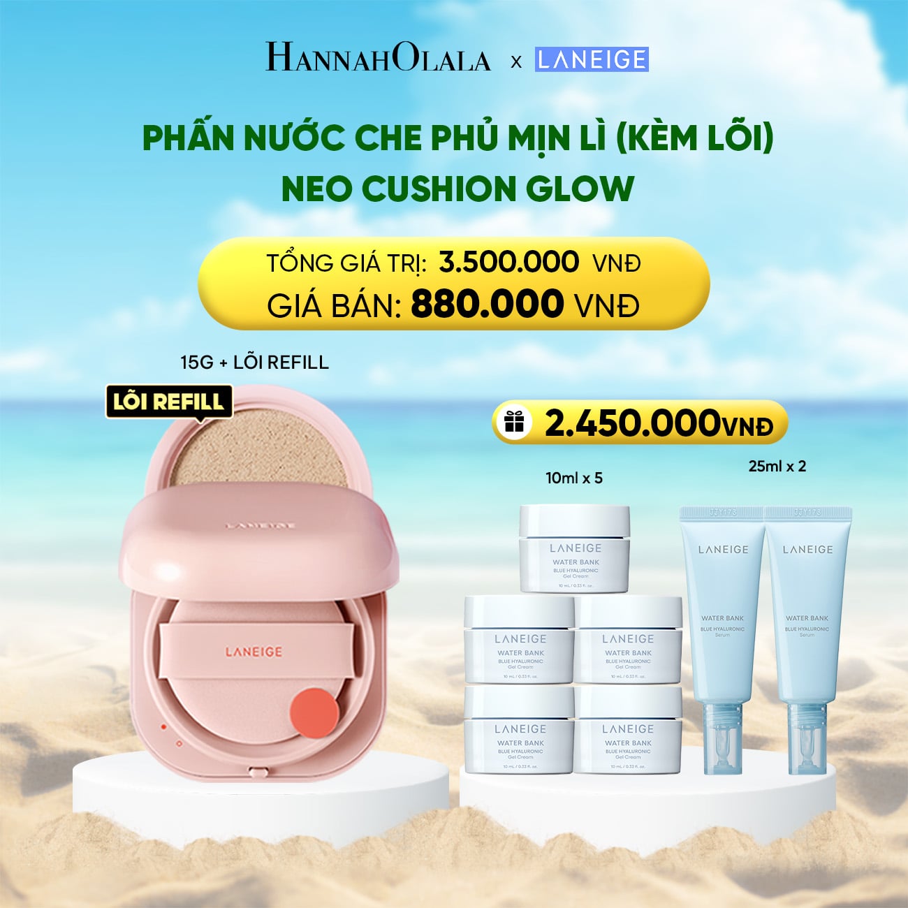 A1976_deal 19: phấn nước cho lớp nền căng bóng neo cushion glow (kèm lõi) chọn màu
