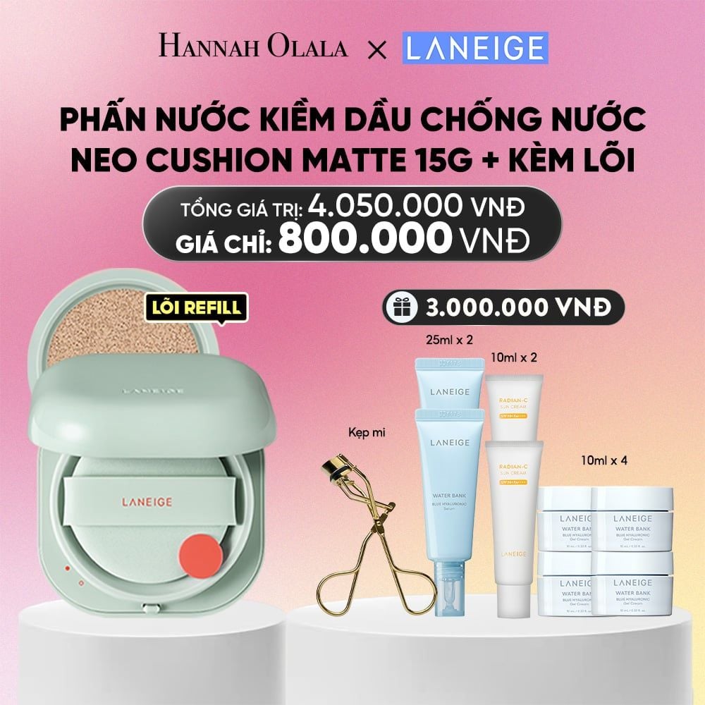  PHẤN NƯỚC CHE PHỦ MUA 1 PHẤN NƯỚC CHE PHỦ MỊN LÌ, MỎNG NHẸ 50H NEO CUSHION MATTE (KÈM LÕI) CHỌN MÀU_A1274 