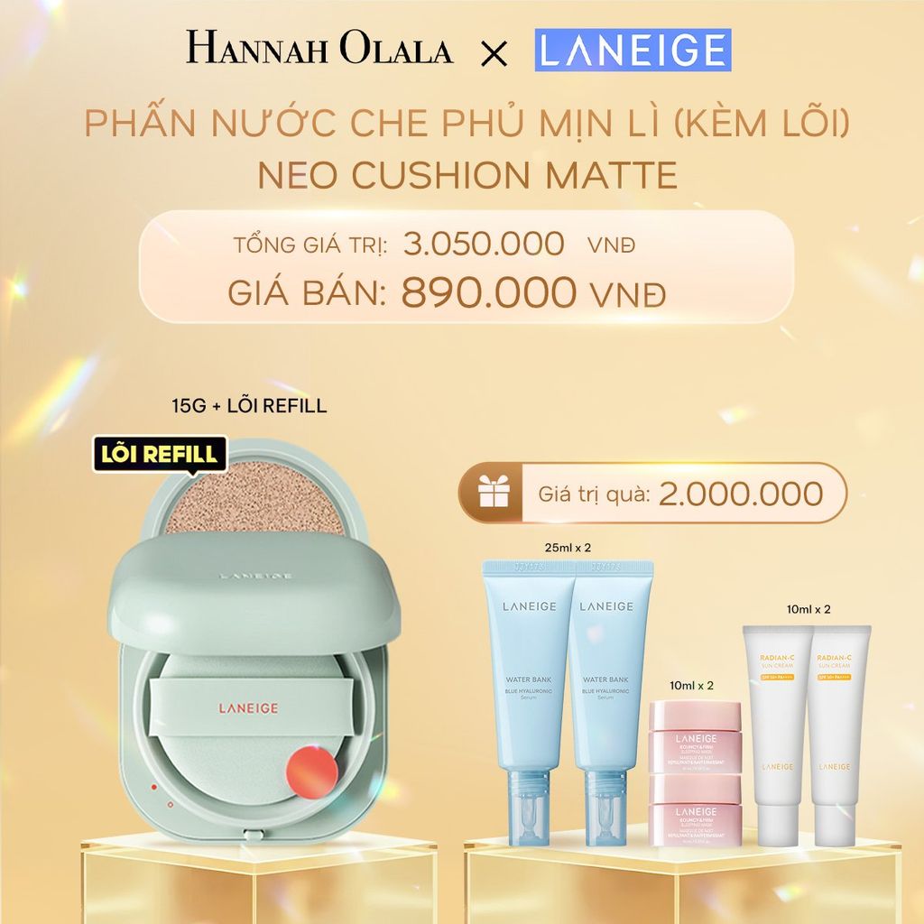 DEAL 9A: PHẤN NƯỚC CHE PHỦ MUA 1 PHẤN NƯỚC CHE PHỦ MỊN LÌ, MỎNG NHẸ 50H NEO CUSHION MATTE (KÈM LÕI) CHỌN MÀU 