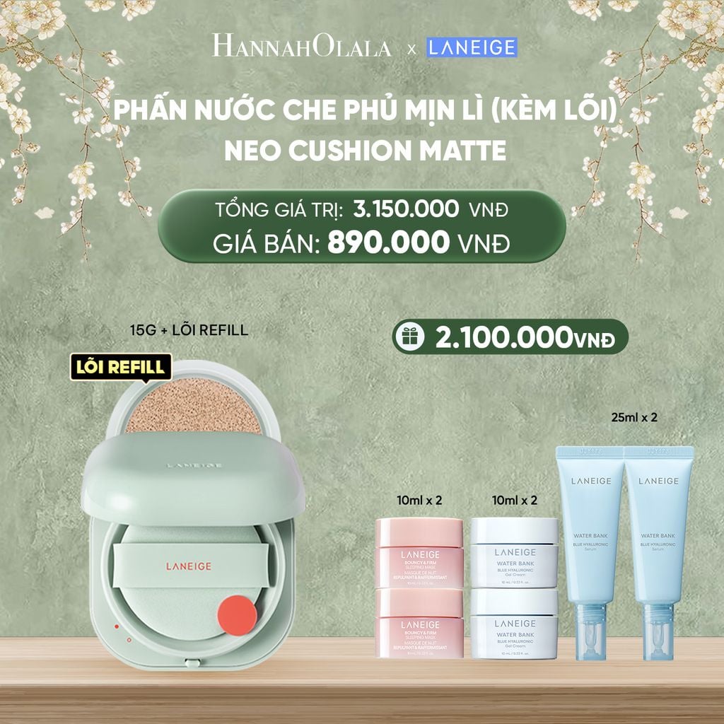  DEAL 9A: PHẤN NƯỚC CHE PHỦ MUA 1 PHẤN NƯỚC CHE PHỦ MỊN LÌ, MỎNG NHẸ 50H NEO CUSHION MATTE (KÈM LÕI) CHỌN MÀU 