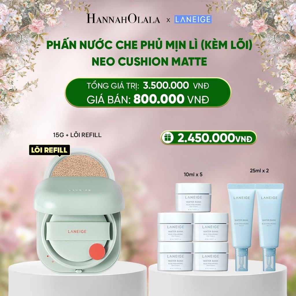  DEAL 19A: PHẤN NƯỚC CHE PHỦ MUA 1 PHẤN NƯỚC CHE PHỦ MỊN LÌ, MỎNG NHẸ 50H NEO CUSHION MATTE (KÈM LÕI) CHỌN MÀU 