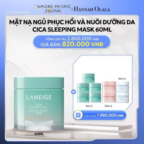  DEAL 12: [PHIÊN BẢN CẢI TIẾN] MẶT NẠ NGỦ PHỤC HỒI VÀ NUÔI DƯỠNG DA LANEIGE CICA SLEEPING MASK 60ML 