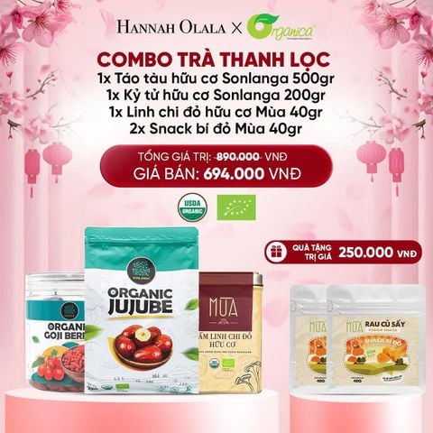  A660_DEAL 11: COMBO TRÀ THANH LỌC 1 X TÁO ĐỎ HỮU CƠ SONLANGA 500GR 1 X KỶ TỬ HỮU CƠ SONLANGA 200GR 1X LINH CHI HỮU CƠ MÙA 40GR 