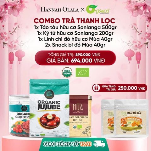  DEAL 11: [GIAO HÀNG 15/01/2026] COMBO TRÀ THANH LỌC 1 X TÁO ĐỎ HỮU CƠ SONLANGA 500GR 1 X KỶ TỬ HỮU CƠ SONLANGA 200GR 1X LINH CHI HỮU CƠ MÙA 40GR 