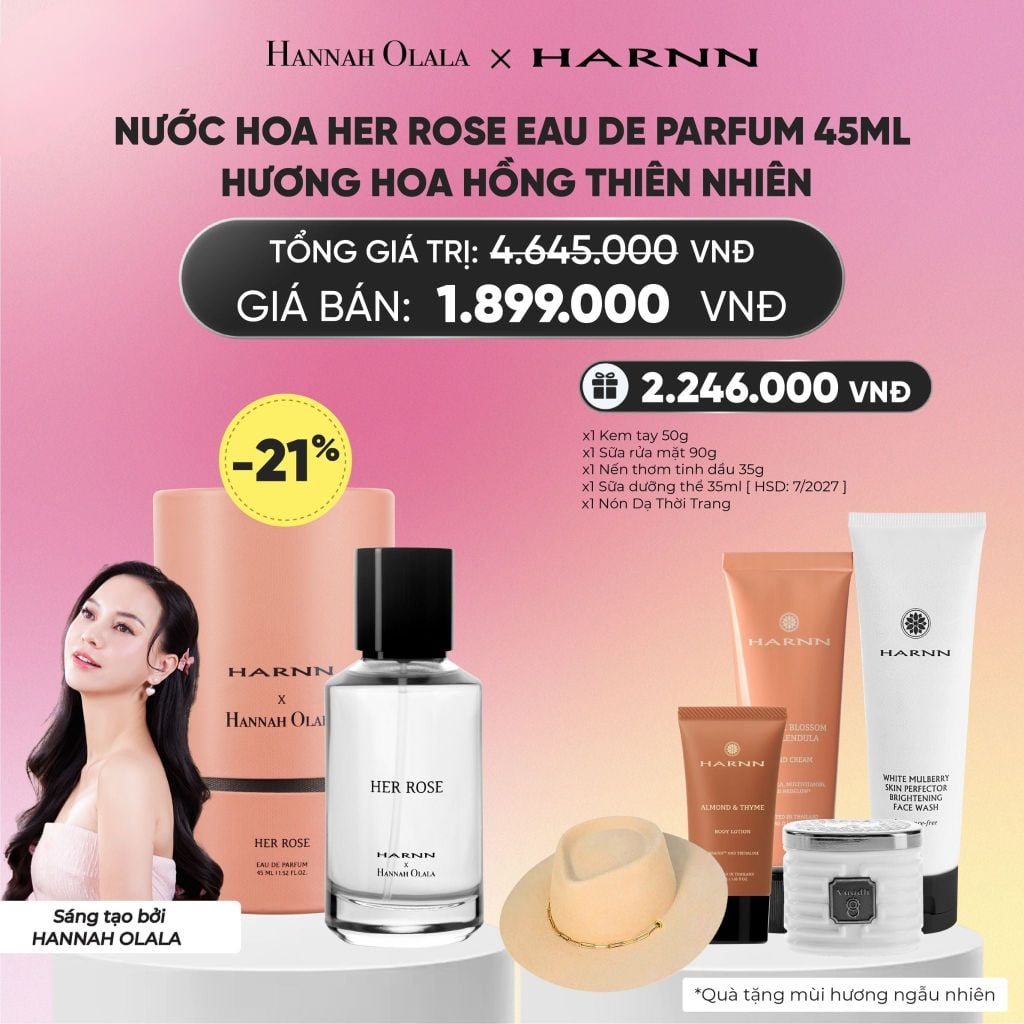  [ĐỘC QUYỀN HARNN X HANNAH OLALA] NƯỚC HOA HER ROSE EAU DE PARFUM 45ML - HƯƠNG HOA HỒNG THIÊN NHIÊN_A1464 