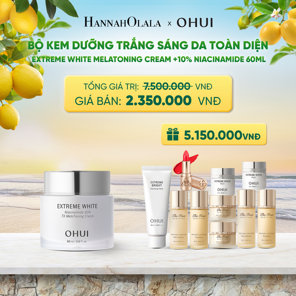  BỘ KEM DƯỠNG TRẮNG SÁNG DA TOÀN DIỆN OHUI EXTREME WHITE MELATONING CREAM +10% NIACINAMIDE 60ML - A49 