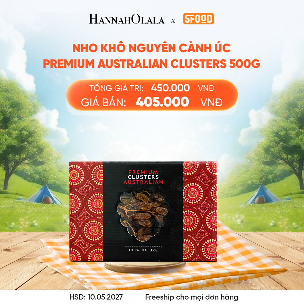  DEAL 3: NHO KHÔ NGUYÊN CÀNH ÚC PREMIUM AUSTRALIAN CLUSTERS 500g 