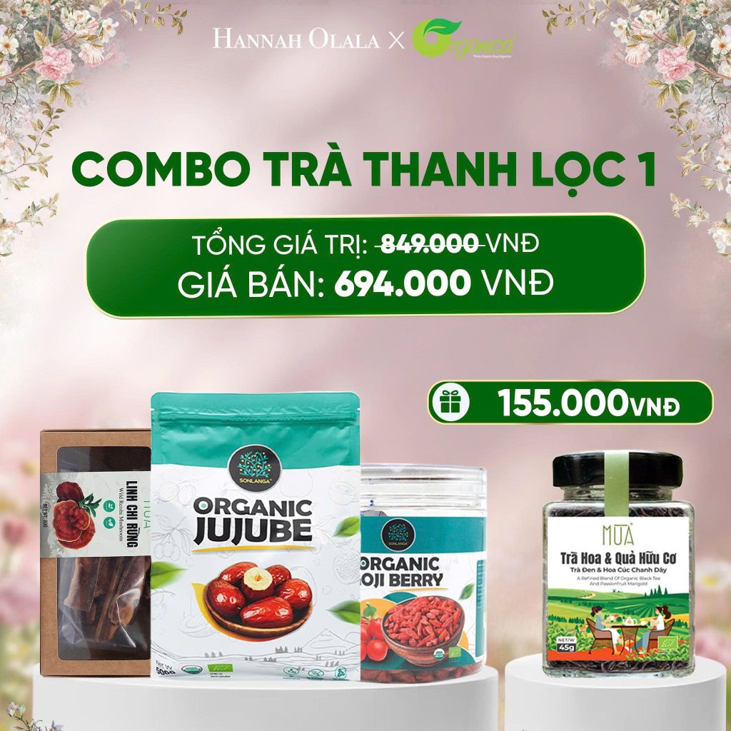  E567_DEAL 26: COMBO TRÀ THANH LỌC 1 X TÁO ĐỎ HỮU CƠ SONLANGA 500GR 1 X KỶ TỬ HỮU CƠ SONLANGA 200GR 1X LINH CHI RỪNG MÙA 80GR 