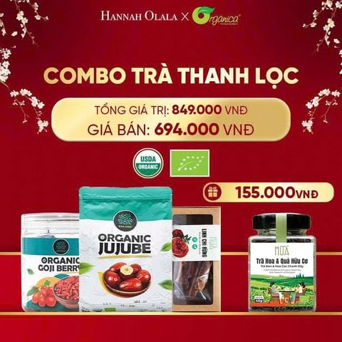  DEAL 26: COMBO TRÀ THANH LỌC 1 X TÁO ĐỎ HỮU CƠ SONLANGA 500GR 1 X KỶ TỬ HỮU CƠ SONLANGA 200GR 1X LINH CHI RỪNG MÙA 80GR 