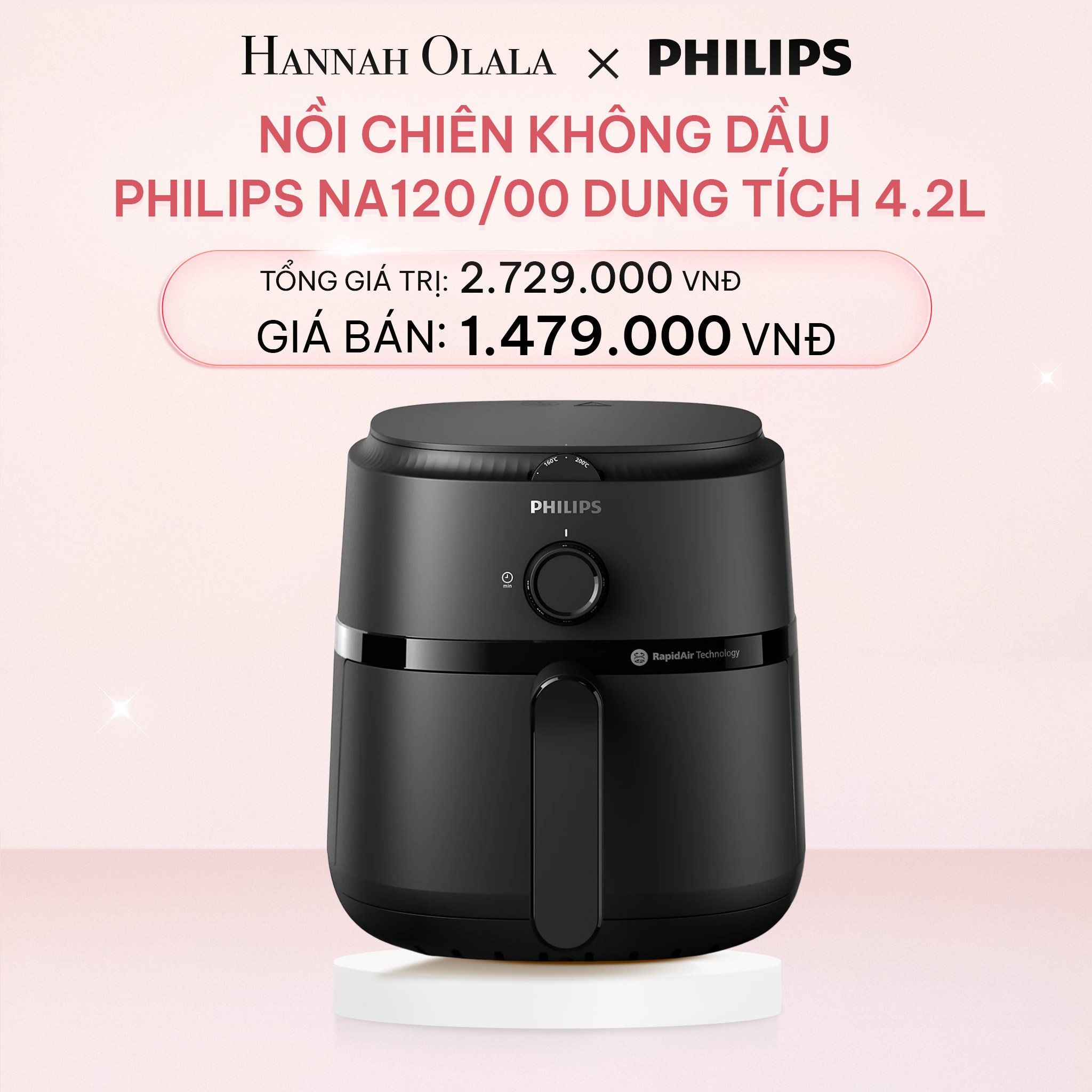  E788_DEAL 12: NỒI CHIÊN KHÔNG DẦU PHILIPS NA120/00 DUNG TÍCH 4.2L 