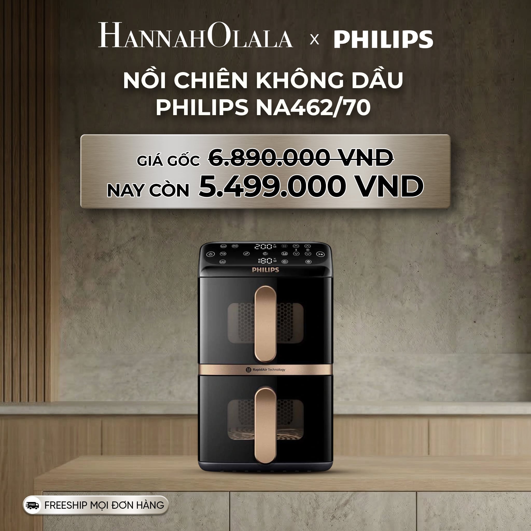 Nồi Chiên Không Dầu Philips NA462/70