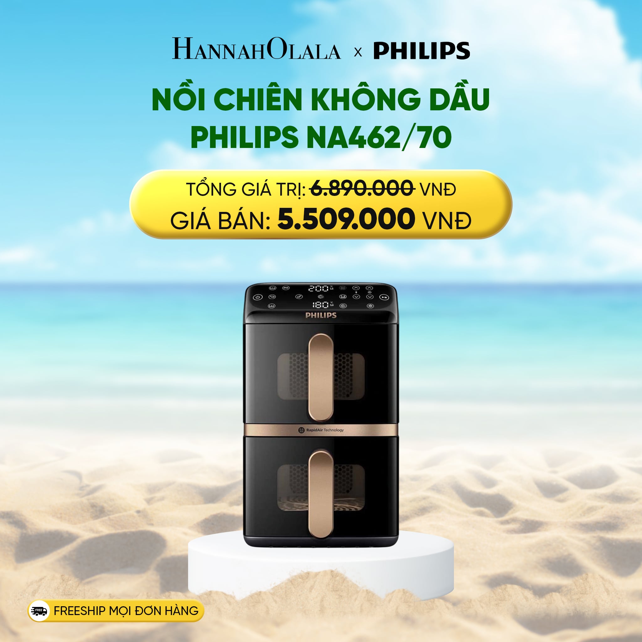 Nồi Chiên Không Dầu Philips NA462/70