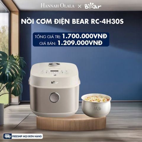  M221_DEAL 15: NỒI CƠM ĐIỆN BEAR RC-4H30S, CÔNG SUẤT: 600W, DUNG TÍCH 3L (1L VN) 