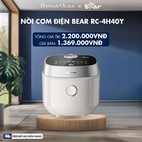  M220_DEAL 14: NỒI CƠM ĐIỆN BEAR RC-4H40Y CÔNG SUẤT 800W DUNG TÍCH 4L (1.5L VN) 