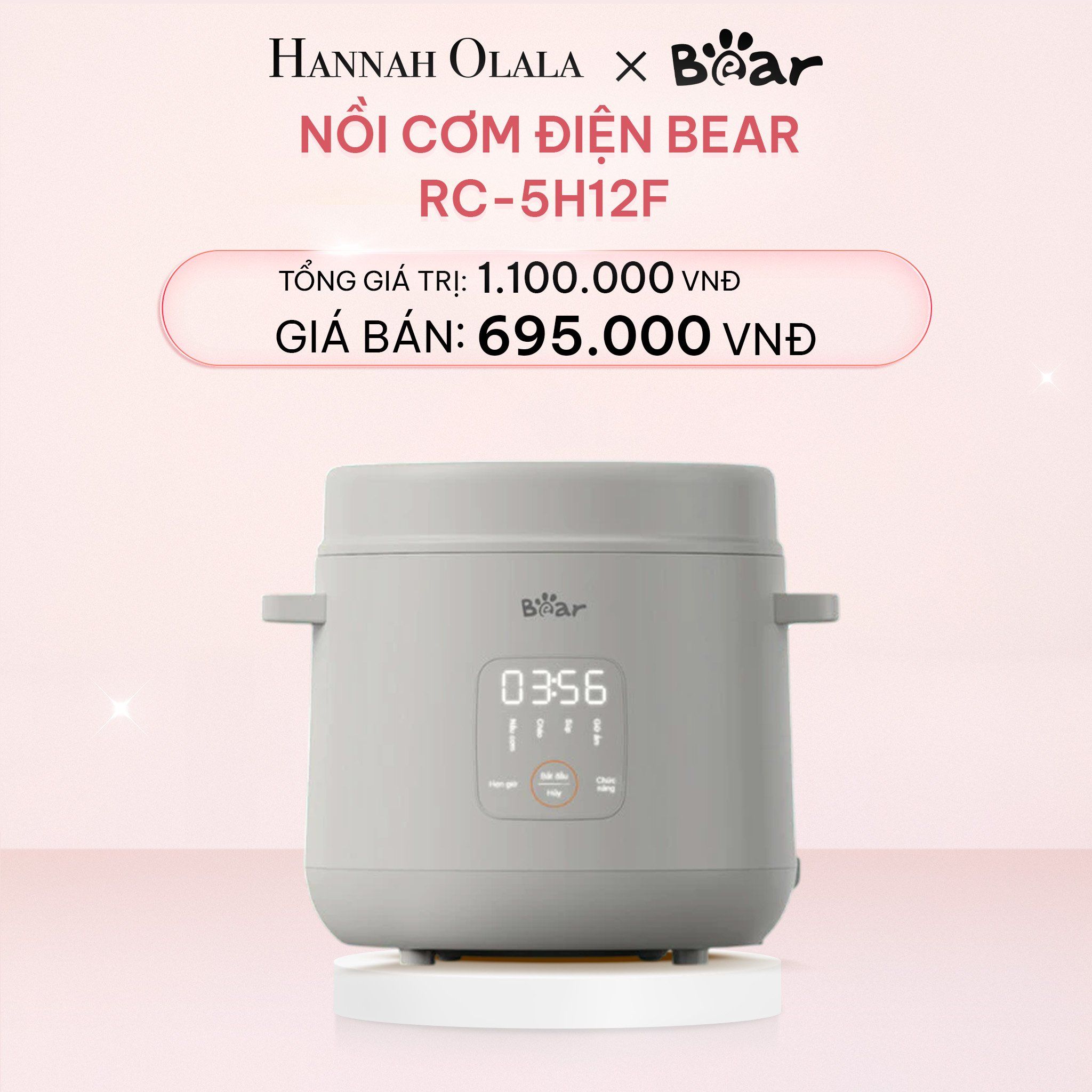 E769_DEAL 1: NỒI CƠM ĐIỆN BEAR RC-5H12F CÔNG SUẤT 300W DUNG TÍCH 1.2L 