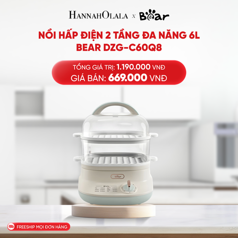  DEAL 6: NỒI HẤP ĐIỆN 2 TẦNG ĐA NĂNG 6L BEAR DZG-C60Q8 