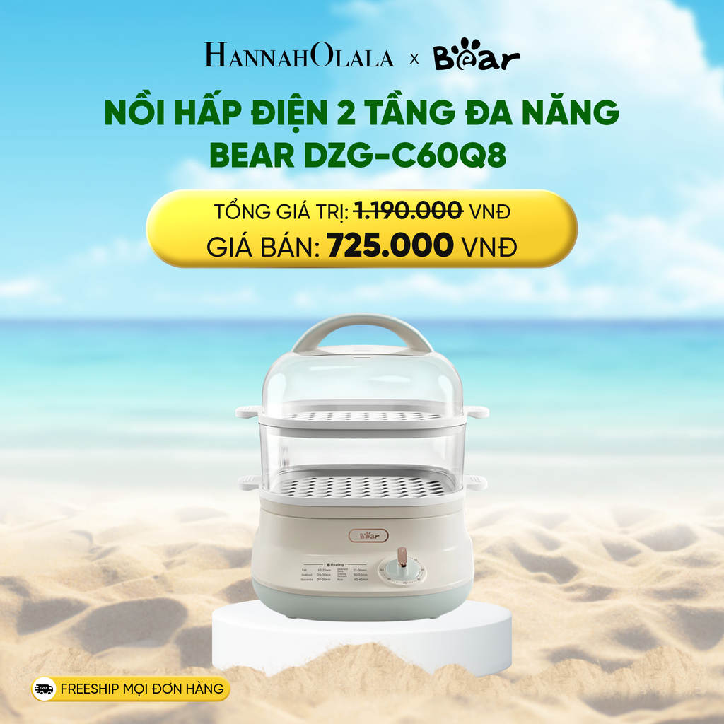  DEAL 6: NỒI HẤP ĐIỆN 2 TẦNG ĐA NĂNG BEAR DZG-C60Q8 