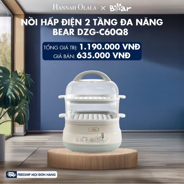  NỒI HẤP ĐIỆN 2 TẦNG ĐA NĂNG BEAR DZG-C60Q8 - DEAL 5 