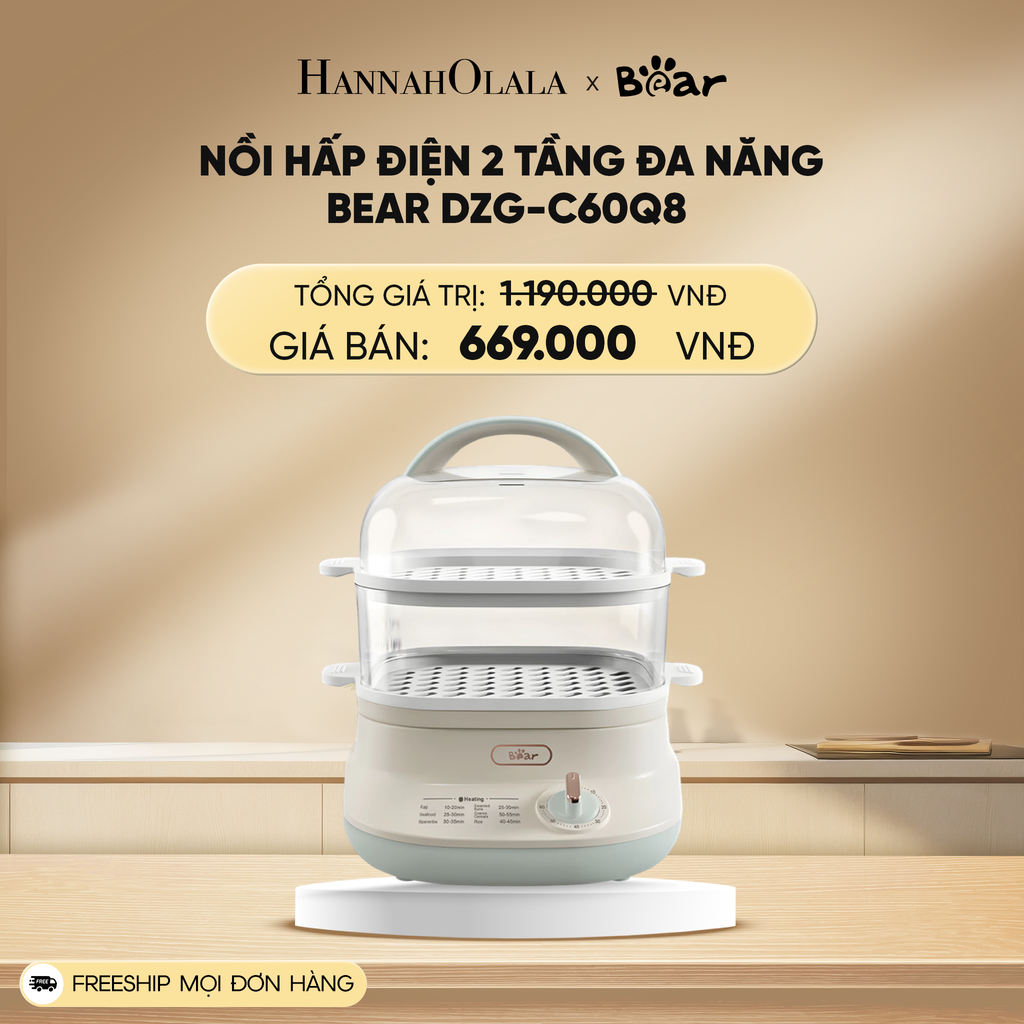  DEAL 6: NỒI HẤP ĐIỆN 2 TẦNG ĐA NĂNG BEAR DZG-C60Q8 