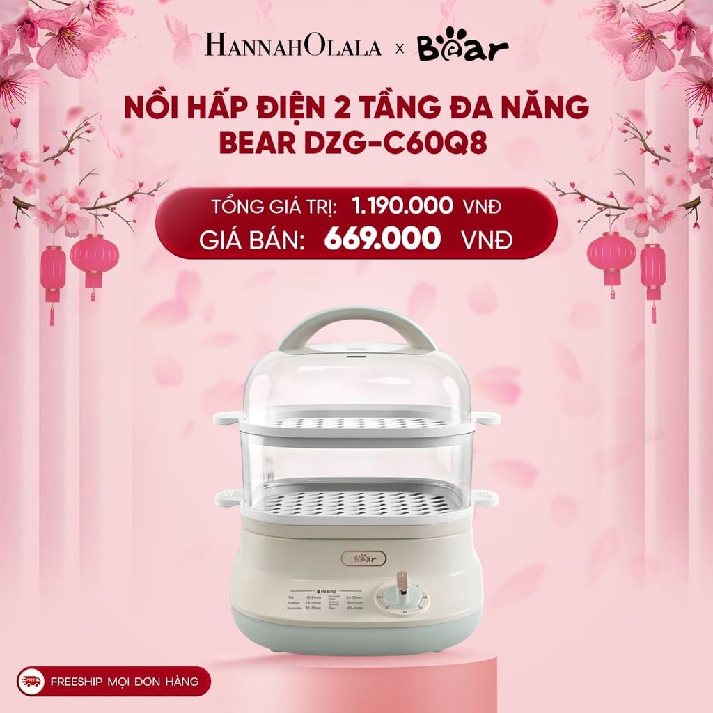  DEAL 6: NỒI HẤP ĐIỆN 2 TẦNG ĐA NĂNG BEAR DZG-C60Q8 
