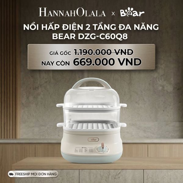  B188_DEAL 6: NỒI HẤP ĐIỆN 2 TẦNG ĐA NĂNG BEAR DZG-C60Q8 