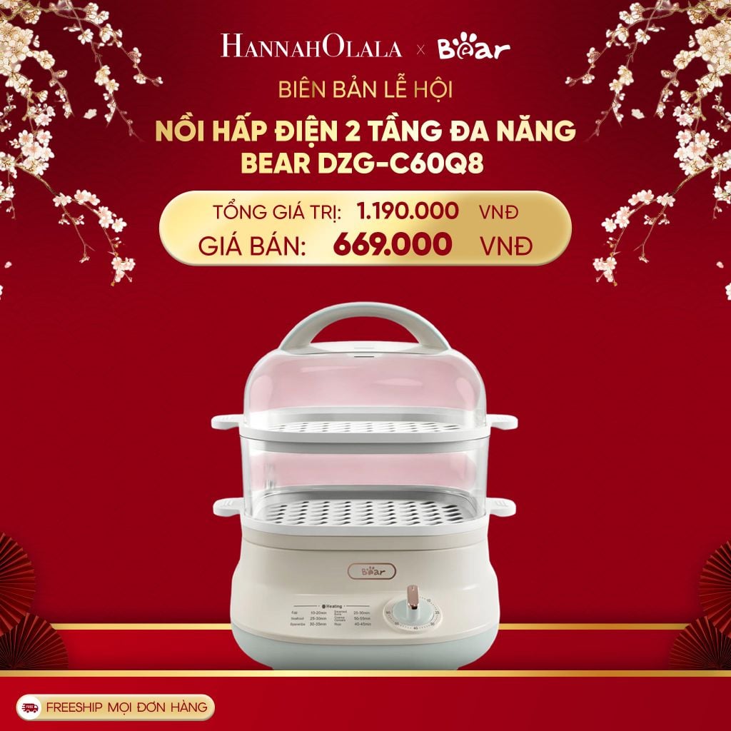  DEAL 5: NỒI HẤP ĐIỆN 2 TẦNG ĐA NĂNG BEAR DZG-C60Q8 