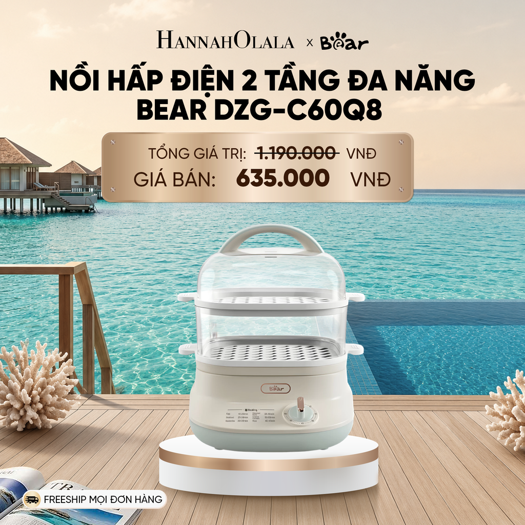  NỒI HẤP ĐIỆN 2 TẦNG ĐA NĂNG BEAR DZG-C60Q8_ D780 