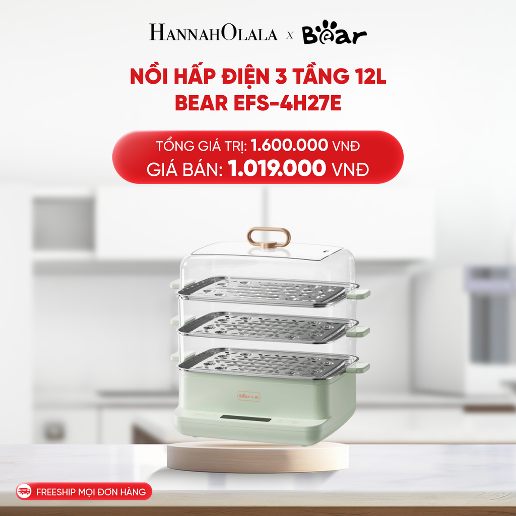  B96_DEAL 5: NỒI HẤP ĐIỆN 3 TẦNG 12L BEAR EFS-4H27E 